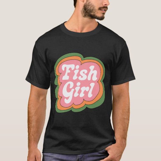 Fisch Mädchen (Pink auf Grün) T-Shirt (Vorderseite)