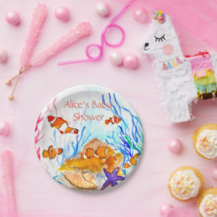 Fisch Marine unter der Sea Baby Dusche Ocean Coral Pappteller