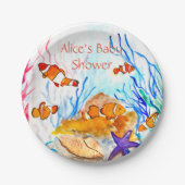 Fisch Marine unter der Sea Baby Dusche Ocean Coral Pappteller (Vorderseite)