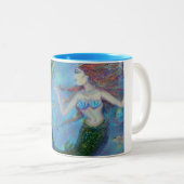 Fisch-Meerjungfrau blaue Zwei-Ton 15oz Zweifarbige Tasse (VorderseiteRechts)