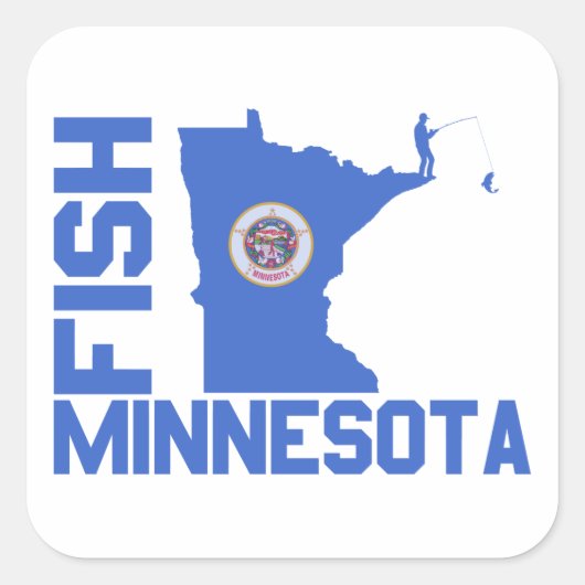 Fisch Minnesota Staat Kontur Quadratischer Aufkleber (Vorderseite)