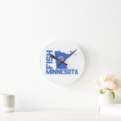 Fisch Minnesota Staat Kontur Runde Wanduhr (Zuhause)