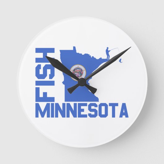 Fisch Minnesota Staat Kontur Runde Wanduhr (Vorderseite)