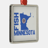 Fisch Minnesota Staat Kontur Silbernes Ornament (Rechts)