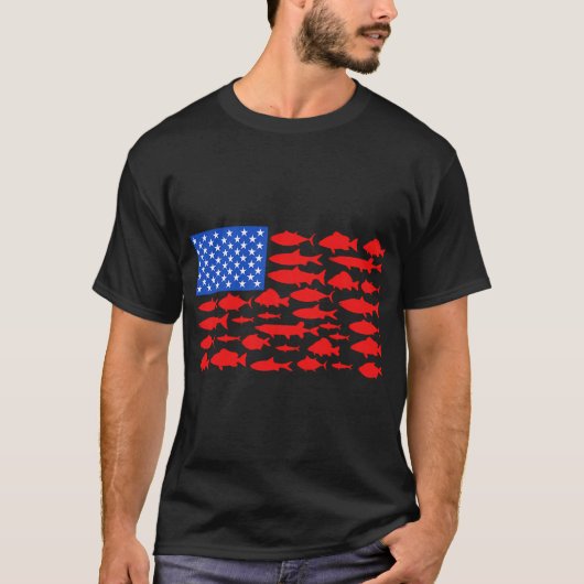 Fisch mit Angelrute T-Shirt (Vorderseite)