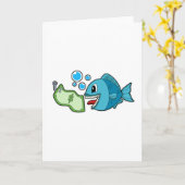 Fisch mit Banknote Karte (Gelbe Blume)