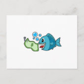 Fisch mit Banknote Postkarte (Vorderseite)