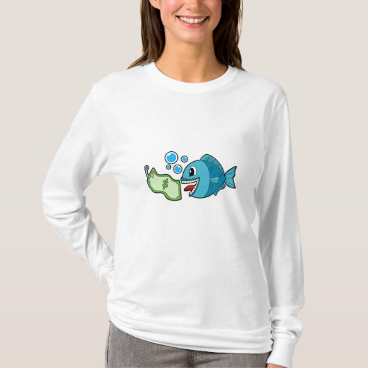 Fisch mit Banknote T-Shirt (Vorderseite)