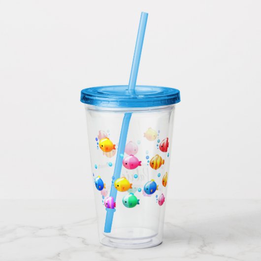 Fisch mit Bläschen Acryltrinkbecher (Rückseite)