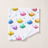 Fisch mit Bläschen Badhandtuch Set (Waschlappen)