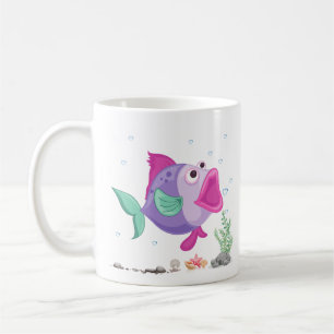 Fisch mit Blasen im offenen Mund und Unterwasserfl Kaffeetasse