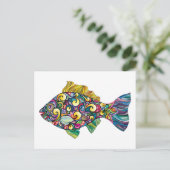 Fisch mit bunten Fischen Postkarte (Stehend Vorderseite)