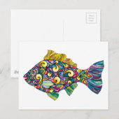 Fisch mit bunten Fischen Postkarte (Vorne/Hinten)