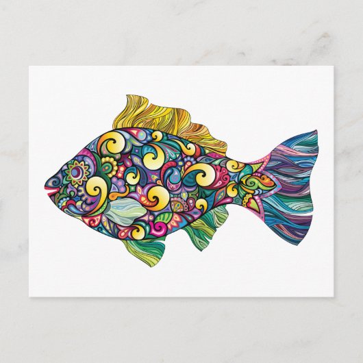 Fisch mit bunten Fischen Postkarte (Vorderseite)