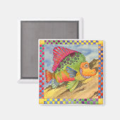 Fisch mit Checked Border #1 Magnet (Vorderseite/Rückseite)