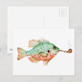 Fisch mit einem Stück Postkarte (Vorne/Hinten)