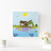 Fisch mit einem Zweck Quadratische Wanduhr (Zuhause)