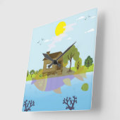 Fisch mit einem Zweck Quadratische Wanduhr (Winkel)