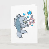 Fisch mit Fischhaken und Wurm Karte (Vorderseite)