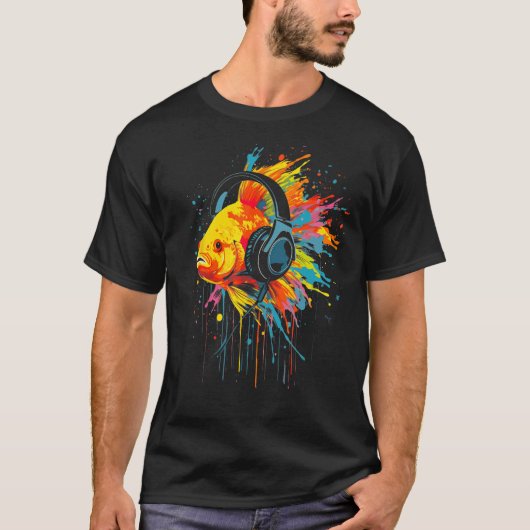 Fisch mit Kopfhörern T-Shirt (Vorderseite)