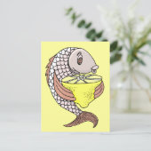 Fisch mit Lemon Postkarte (Stehend Vorderseite)