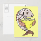 Fisch mit Lemon Postkarte (Vorne/Hinten)