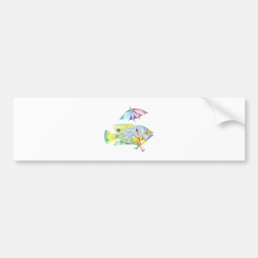 Fisch mit Regenschirm Autoaufkleber (Vorne)