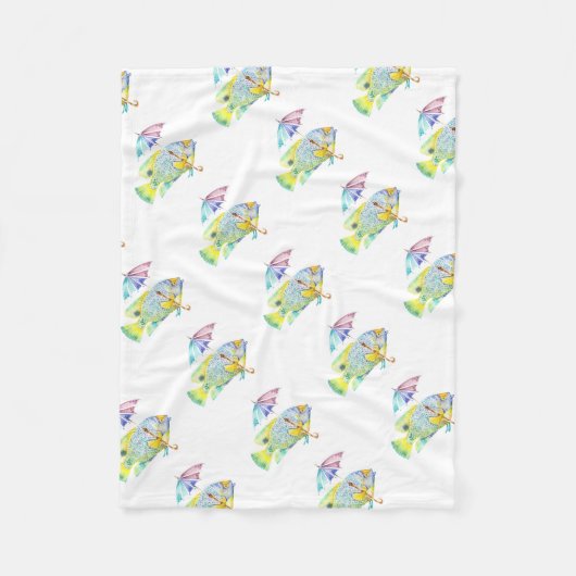 Fisch mit Regenschirm Fleecedecke (Vorderseite)