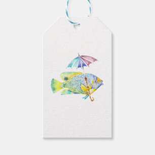 Fisch mit Regenschirm Geschenkanhänger