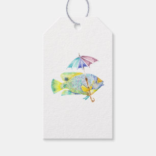 Fisch mit Regenschirm Geschenkanhänger