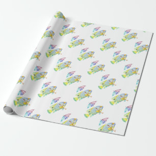 Fisch mit Regenschirm Geschenkpapier