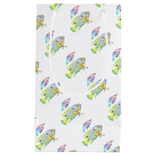 Fisch mit Regenschirm Kleine Geschenktüte (Vorderseite)