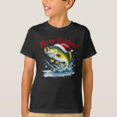 Fisch mit Weihnachten der Weihnachtsmannmütze T-Shirt (Vorderseite)