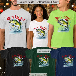 Fisch mit Weihnachten der Weihnachtsmannmütze T-Shirt