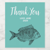 Fisch modern danke Geschenk Weinetikett (Einzelnes Label)