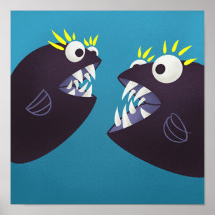 Fisch-Monster sprechen Kinder Poster
