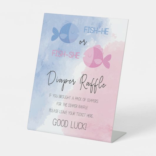 Fisch oder Fisch, für den sie das Lotteriezeichen  Sockelschild (Vorderseite)