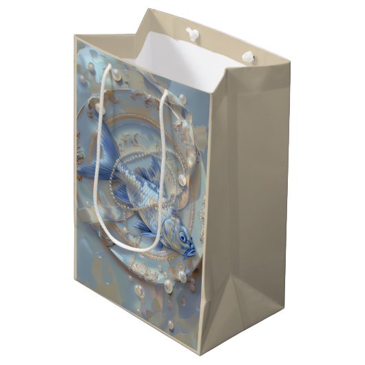 Fisch - Papiertasche Mittlere Geschenktüte (Vorderseite Schrägansicht)