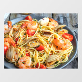 Fisch Pasta Garnelen Muskeln Gewürze Bild Fensteraufkleber (Blatt)