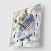 Fisch - Rainbowfish Quadratische Wanduhr (Winkel)