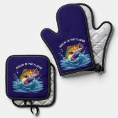 Fisch-Reelin' im Geschmack- Ofenhandschuh & Topflappen-Set (Vorderseite/Rückseite)
