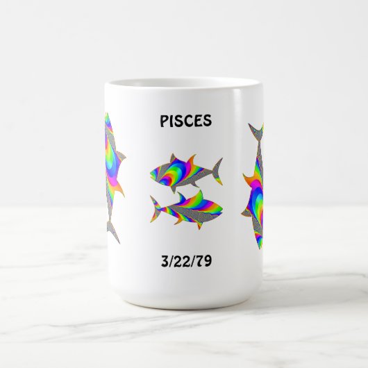 Fisch-Regenbogen-Fisch-Tierkreis-Gewohnheits-Tasse Kaffeetasse (Mittel)