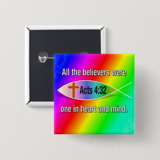 Fisch-Regenbogenknopf des 4:32 fungiert Button (Vorne & Hinten)