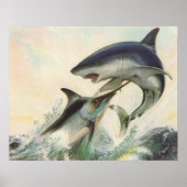 Fisch - Schwarzer Marlin und Mako Shark Poster (Vorne)