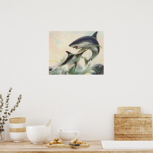 Fisch - Schwarzer Marlin und Mako Shark Poster (Küche)