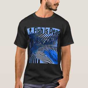Fisch Skateboarding auf Illusionen Blau T-Shirt