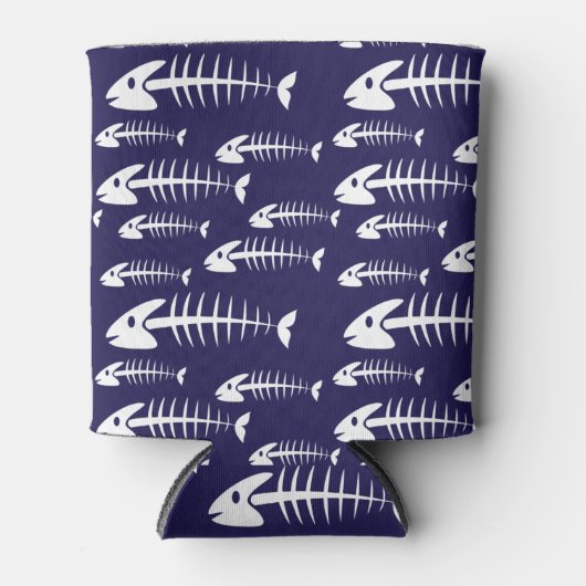 Fisch-Skelett Weißknochen Fischen Spaß Dosenkühler (Vorderseite)
