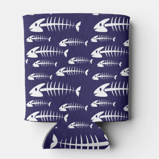 Fisch-Skelett Weißknochen Fischen Spaß Dosenkühler (Rückseite)