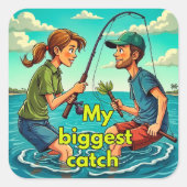 Fisch Spaß Quadratischer Aufkleber (Vorderseite)