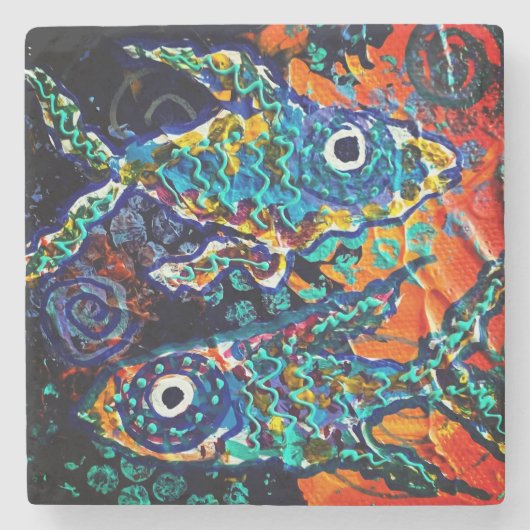 Fisch-Stein-Untersetzer Steinuntersetzer (Vorderseite)